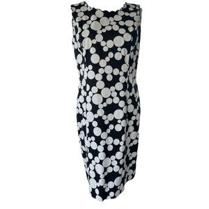 Talbots Black & White Polka Dot Sheath Dress | Sleeveless Classic | Petite 10